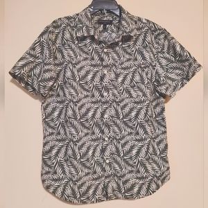 Banana Republic Palm Print Linen/Cotton Men's Shirt Large